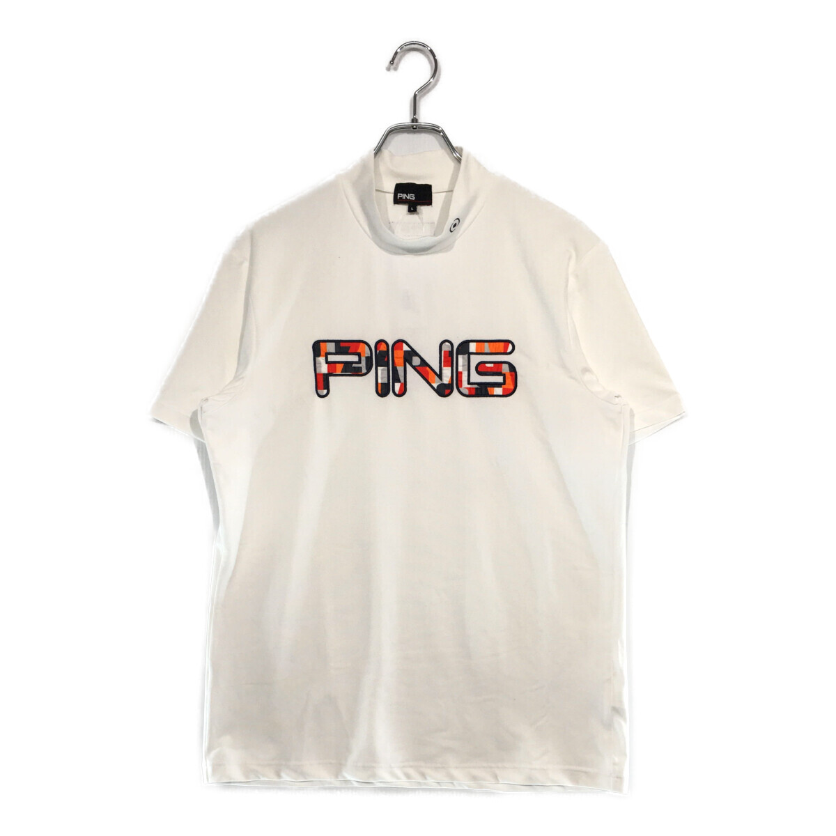 coco 中古【値下げ】 ピン PING メンズ 半袖シャツ L 白 ホワイト モックネック レターパックプラス発送可 99663拍卖