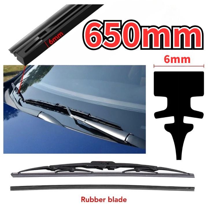 6mm交換用ワイパーゴム 650mmカット対応 グラファイト・モリブデン配合 テフロン加工車種水切り性能拍卖