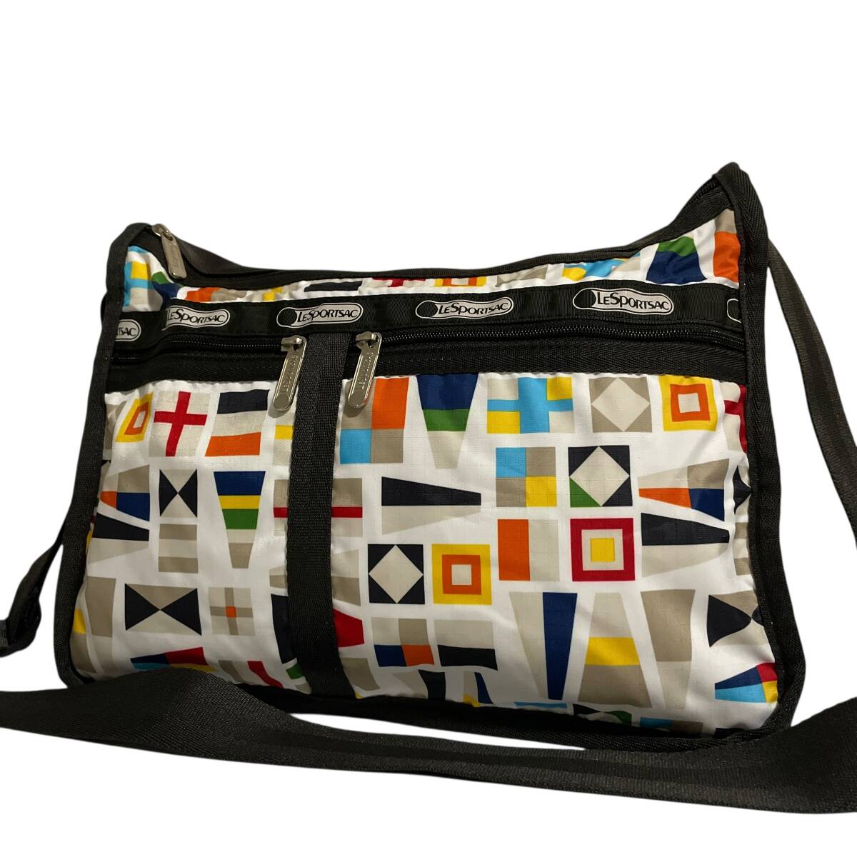 1円 ◇人気モデル◇ LeSportsac レスポートサック 総柄 ポケット ショルダーバッグ 斜めかけ ポシェット メンズ レディース ユニセックス拍卖