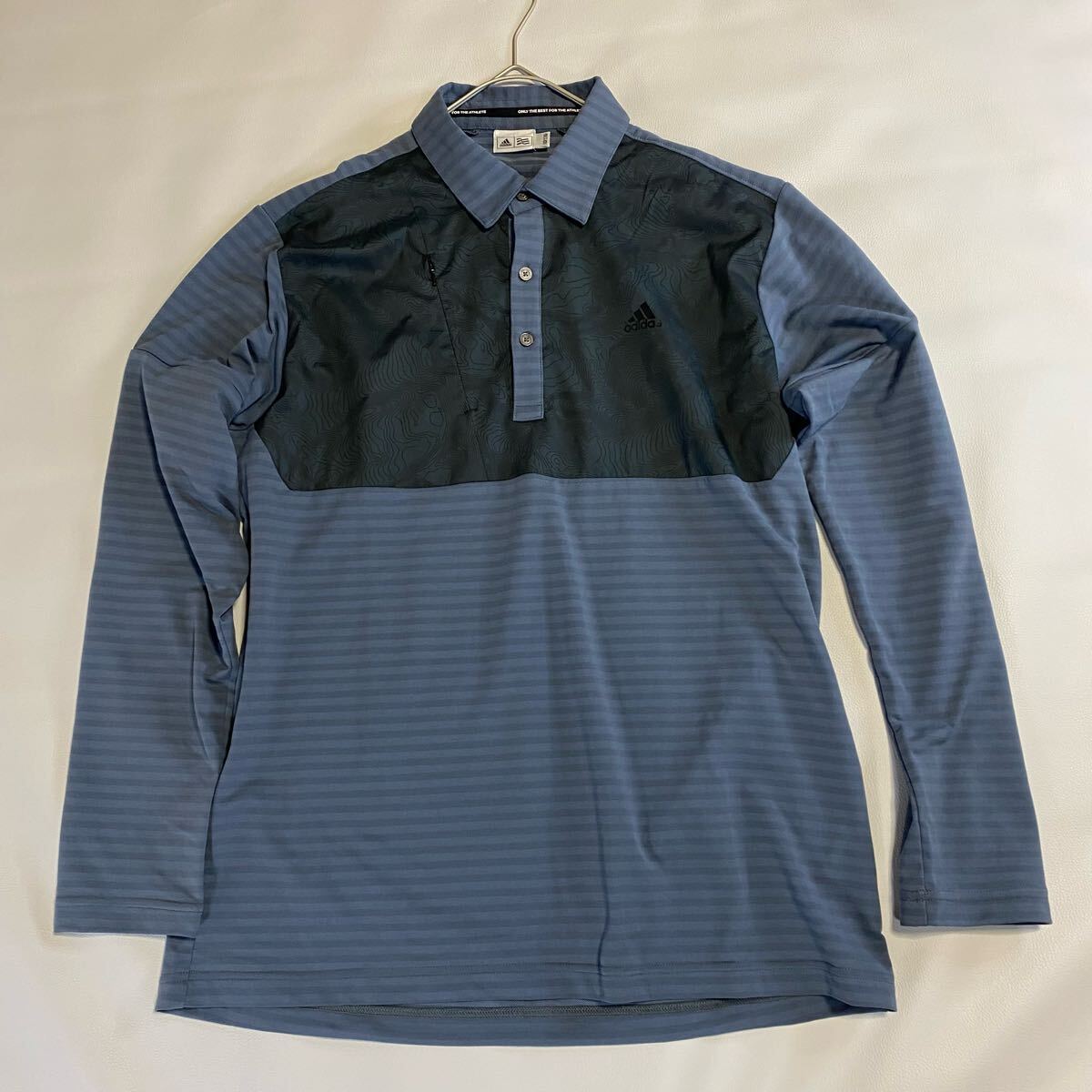アディダス adidas 長袖シャツ グレー ブラック切替 XO ゴルフ GOLF メンズ 大きいサイズ ファスナー付ポケット カジュアル拍卖