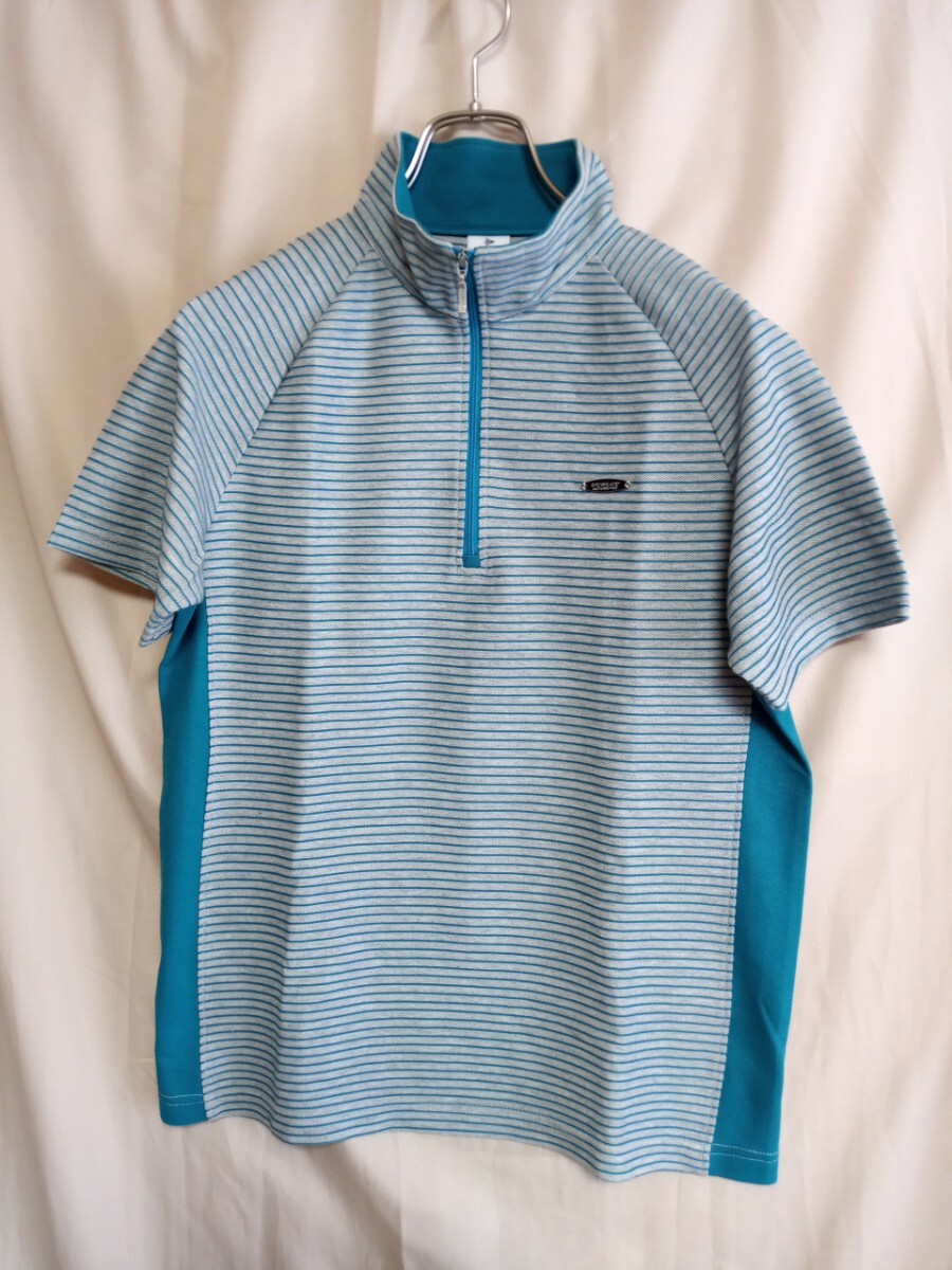 12710 ★★ ダンロップ ハーフジップボーダートップス 半袖 さいず M拍卖