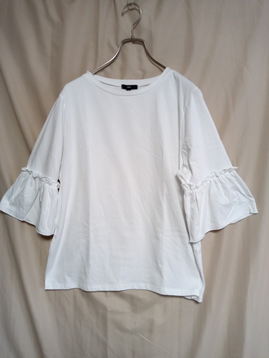 12459 ★★ DHC 袖口フレア 半袖Tシャツ サイズLL 白 ゆったり拍卖