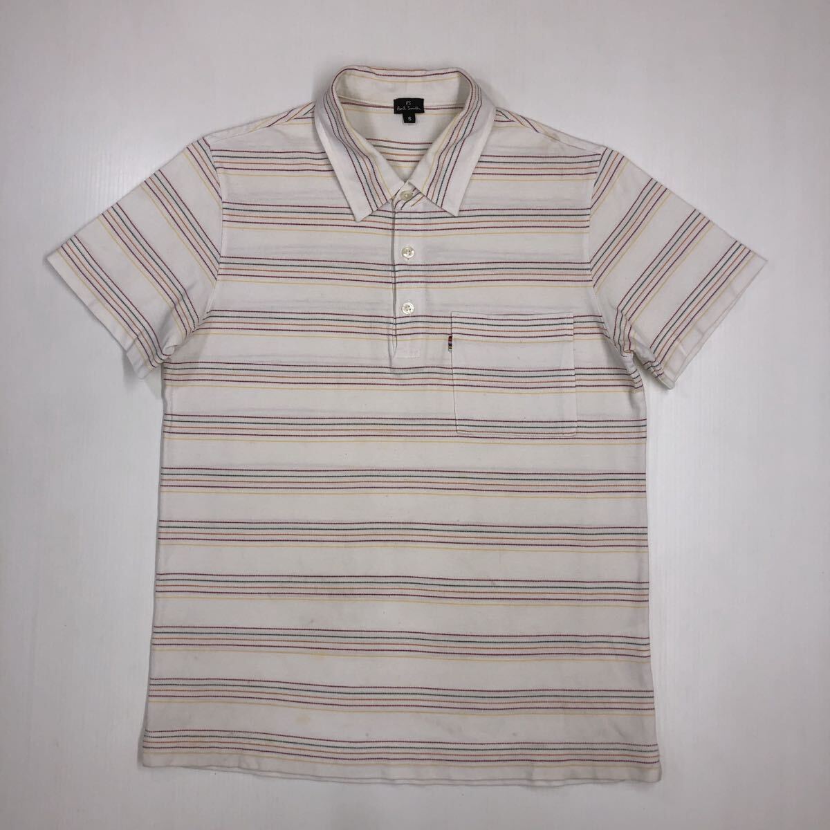 Paul Smith ポールスミス 半袖ポロシャツ ボーダー柄 日本製 メンズ Sサイズ 46-22拍卖