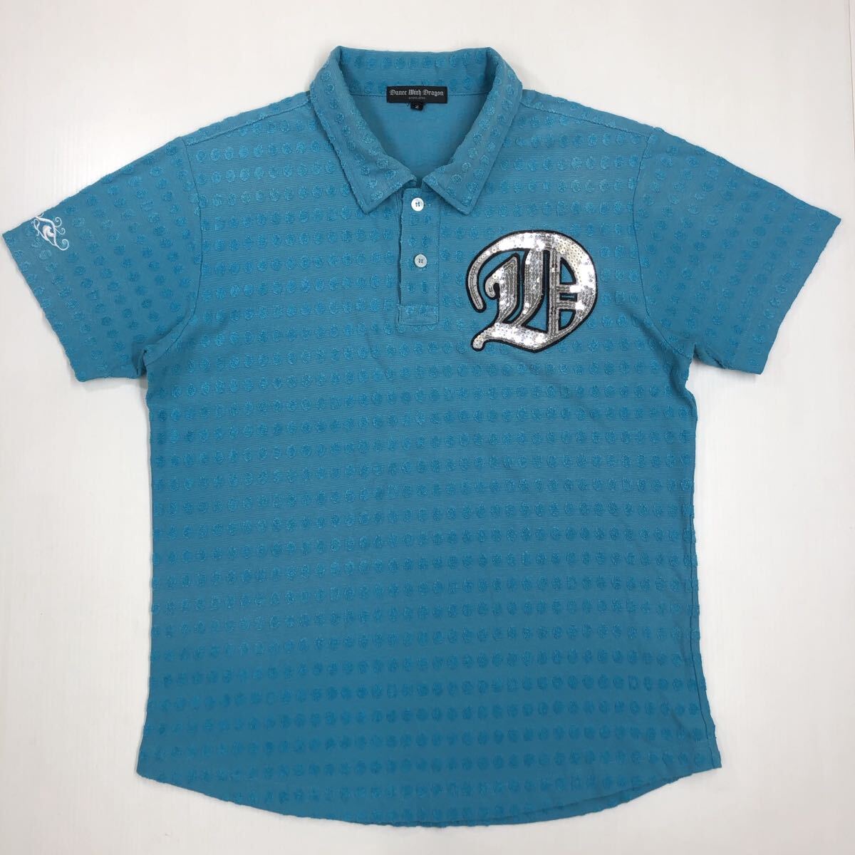 Dance With Dragon ダンスウィズドラゴン 半袖ポロシャツ スパンコール 水玉柄 サイズ2 ゴルフ 46-23拍卖