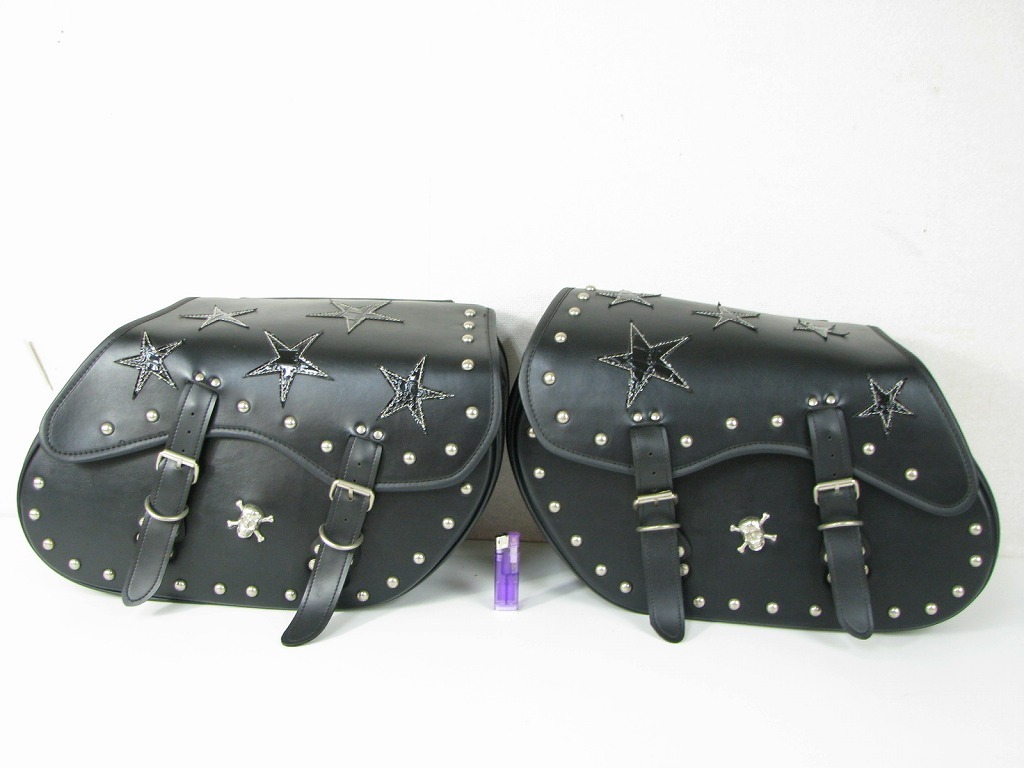 バイク サイドバッグ スタッズ スカル + おまけ拍卖