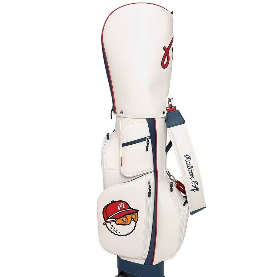 マルボンゴルフ malbon golf キャディバッグ フード2種類付き スタンド型 ホワイト ss0210拍卖