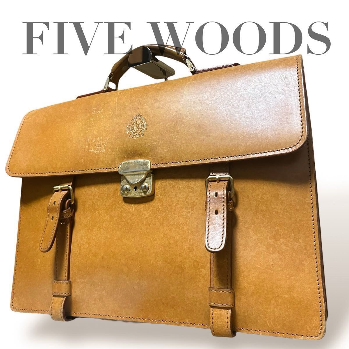 良品 ファイブウッズ FIVE WOODS ビジネスバッグ ブリーフケース A4 通勤 会社 営業 メンズ レザー 本革 カバン拍卖