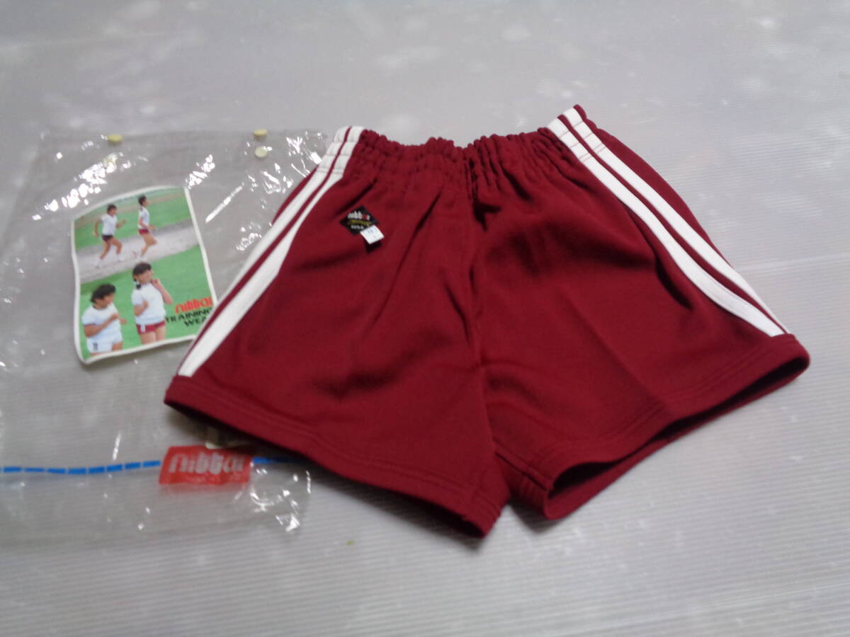 W72(S) ワイン×白 nittai 短パン ショートパンツ 体操着 体操服 レトロ 未使用拍卖