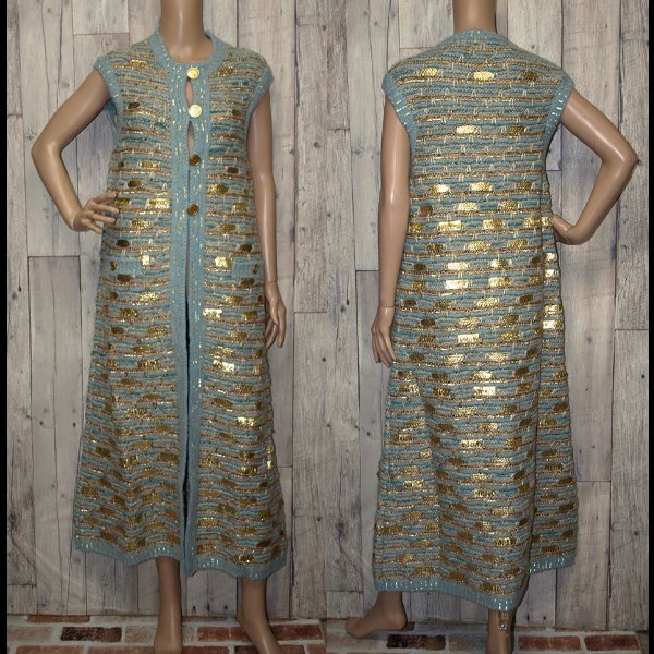 CHANEL◇シャネル・2019 ロングコートカーディガン◇ブルー系 34サイズ 試着のみ 保管品拍卖