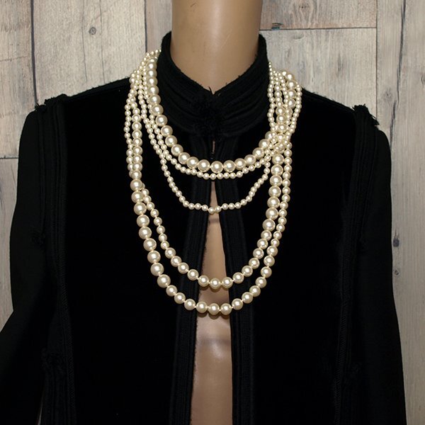 CHANEL◇シャネル・フェイクパール 5連ネックレス◇パールサイズ5-12mm 美品(一部訳あり)拍卖