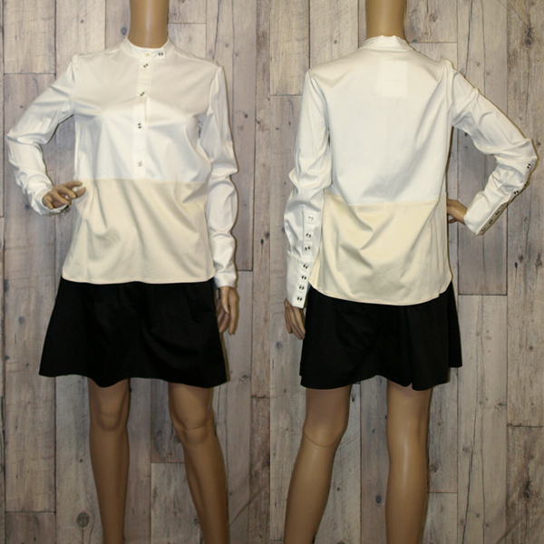 ALTUZARRA◇アルチュザラ ・スタンドカラーシャツ◇未使用・38サイズ ホワイト×クリーム系拍卖