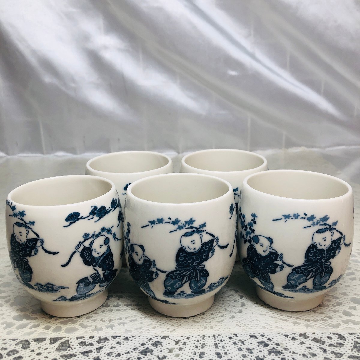 【中古/現状品/KSH】湯呑 湯飲み 茶器 蓋無し 陶器 口径約6cm 5客セット 和食器 MZ0627拍卖