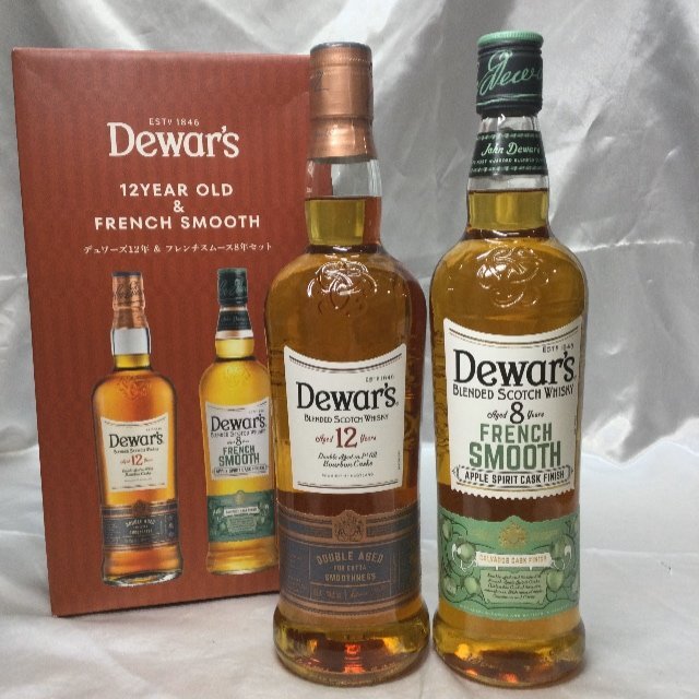【お酒/未開栓/TO】Dewars ディワーズ12年&フレンチスムース8年セット ウイスキー 700ml 40% 洋酒 2本セット MZ0531/002拍卖