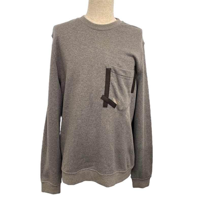 エルメス HERMES レザーテープポケット スウェットシャツ グレー コットン スウェット メンズ 中古拍卖