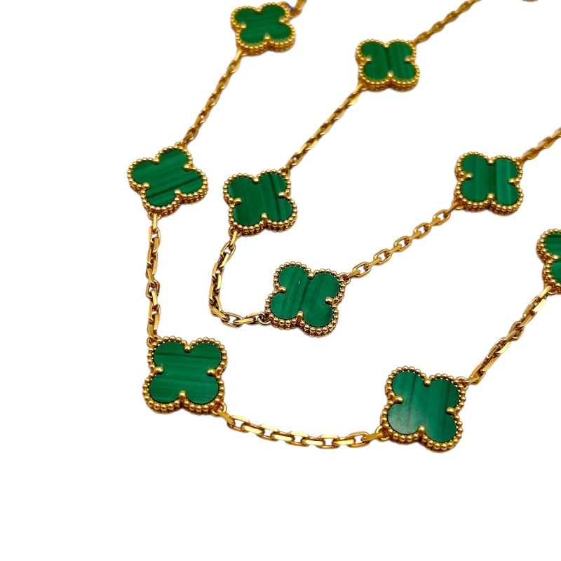 ヴァンクリーフ&アーペル Van Cleef & Arpels ヴィンテージアルハンブラロングネックレス K18/マラカイト ジュエリー 中古拍卖