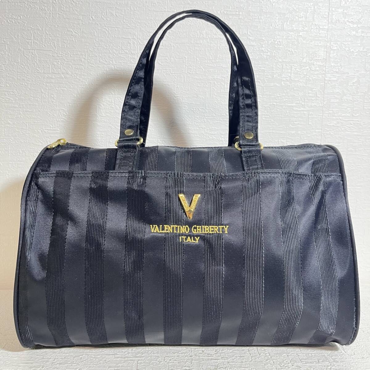 VALENTINO GHIBERTY バレンチノ ギベルティ ハンドバッグ 黒 ストライプ拍卖
