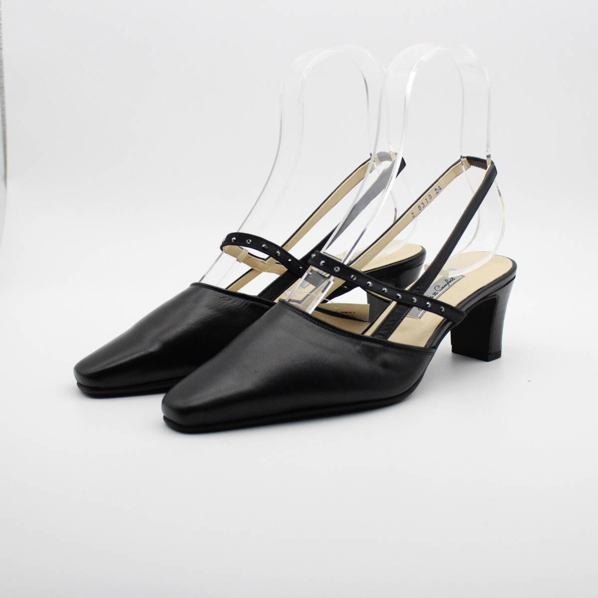05■新品♪リズコンフォート 本革コンビバックベルトパンプス(24cm)拍卖