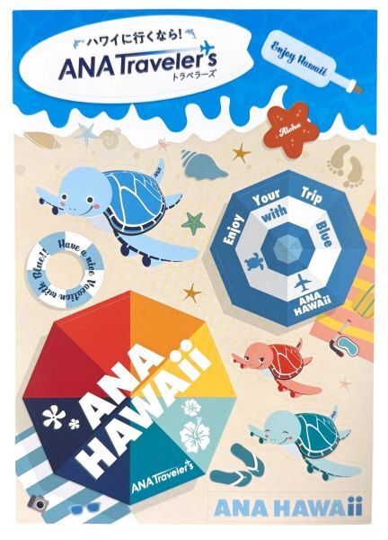ANA ハワイ ステッカー シート HAWAII STICKER 全日空 航空機 フライングホヌ 旅行 FLYING HONU 亀 エアバス A380 AT シール コレクション拍卖