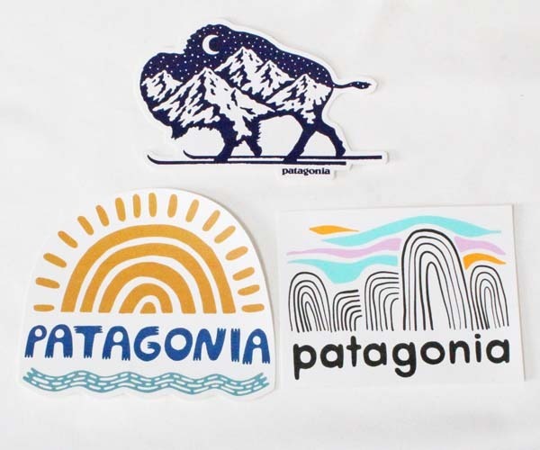 訳あり パタゴニア ステッカー 3種セット PATAGONIA フィッツロイ ボルダーズ ノルディックバイソン 太陽 NO DAM シール SET ネコポス 新品拍卖