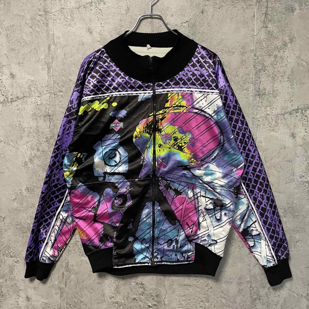 *アーケード ヴィンテージ 総柄 ブルゾン 中綿入り ジップアップ マルチカラー イタリア製 ARCADE拍卖