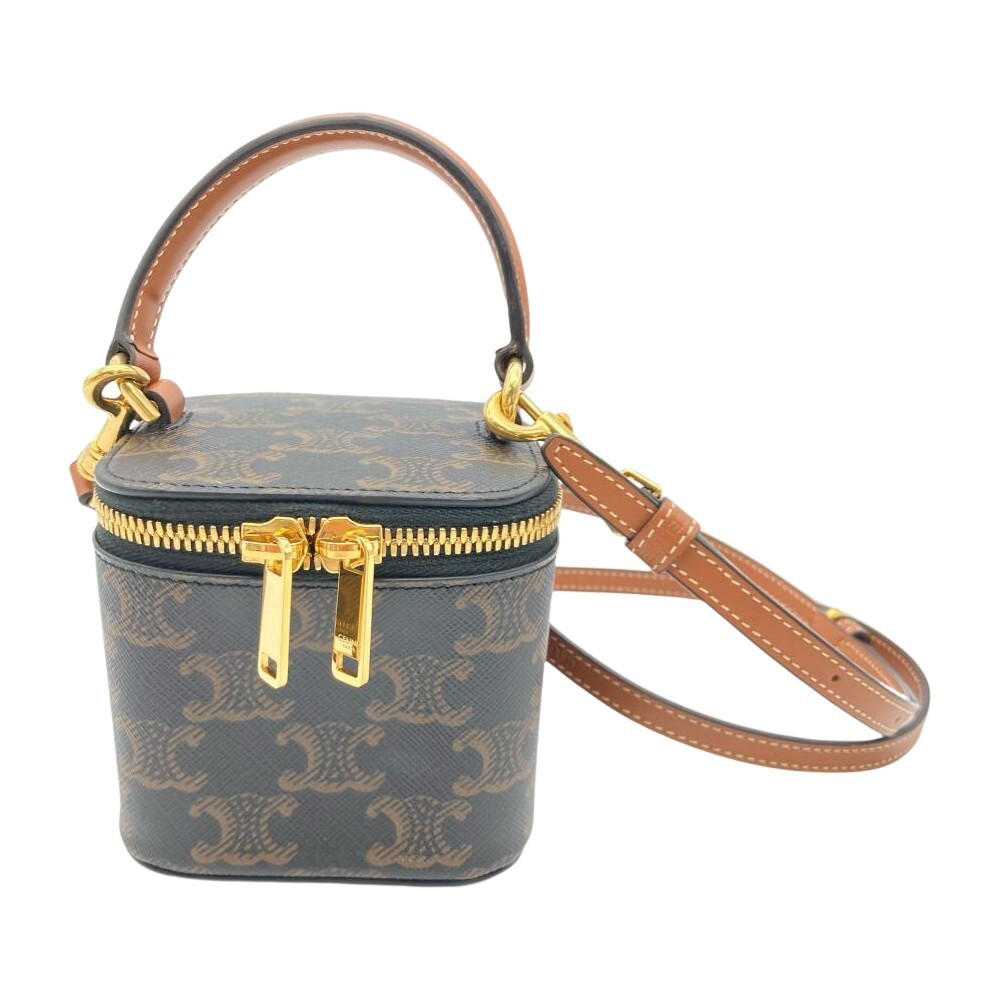 セリーヌ CELINE トリオンフ ミニ バニティケース ショルダーバッグ PVCコーティングキャンバス拍卖