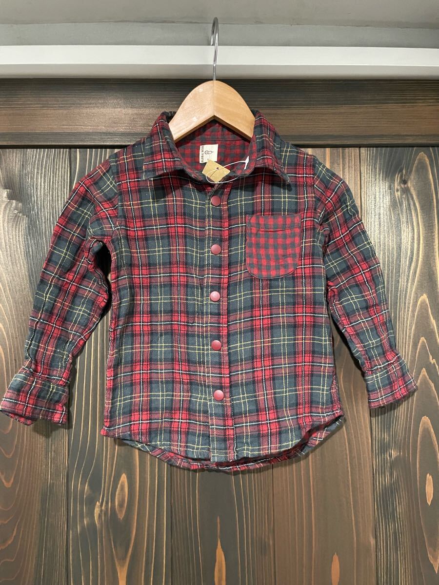 新品 未使用 GLOBAL WORK グローバルワーク ガーゼチェックシャツ 長袖 キッズ Sサイズ シャツ チェック 綿100 子供服 100サイズ拍卖