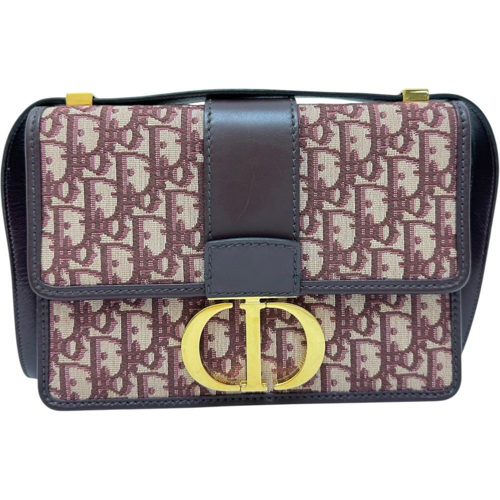 Christian Dior/クリスチャンディオール オブリーク 30モンテーニュ ショルダーバッグ キャンバス/レザー/ジャガード ボルドー レディース拍卖