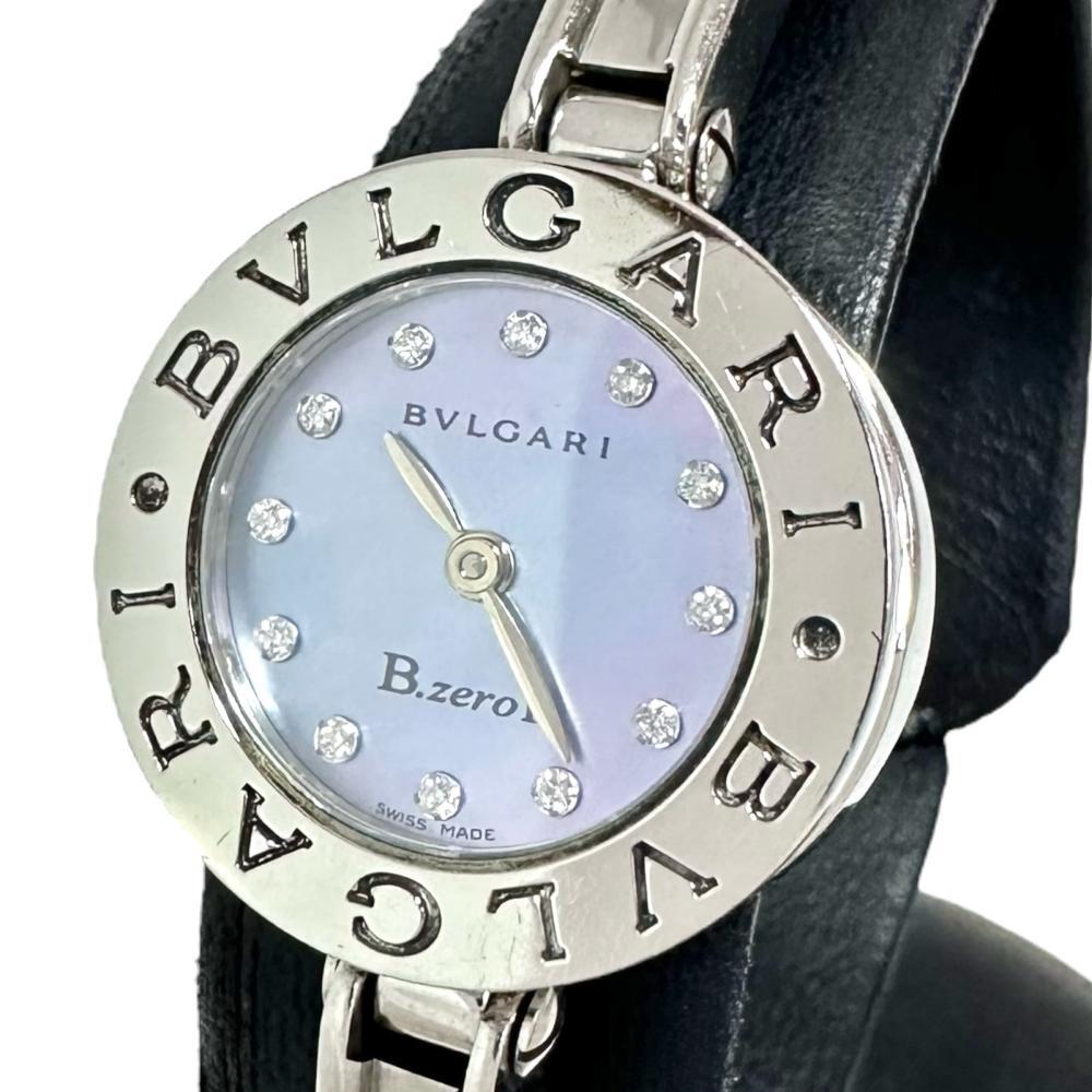 BVLGARI/ブルガリ B-ZERO1 BZ22S バングル Mサイズ 腕時計 ステンレススチール/ダイヤモンド 12P クオーツ ブルーシェル文字盤 レディース拍卖