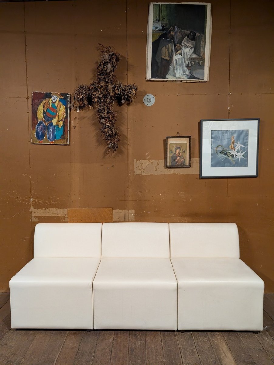 レトロ セパレート ボックス ソファ 1P 3P セット ホワイト 白 パブ クラブ ラウンジ カラオケ スナック/ビンテージ ヴィンテージ拍卖