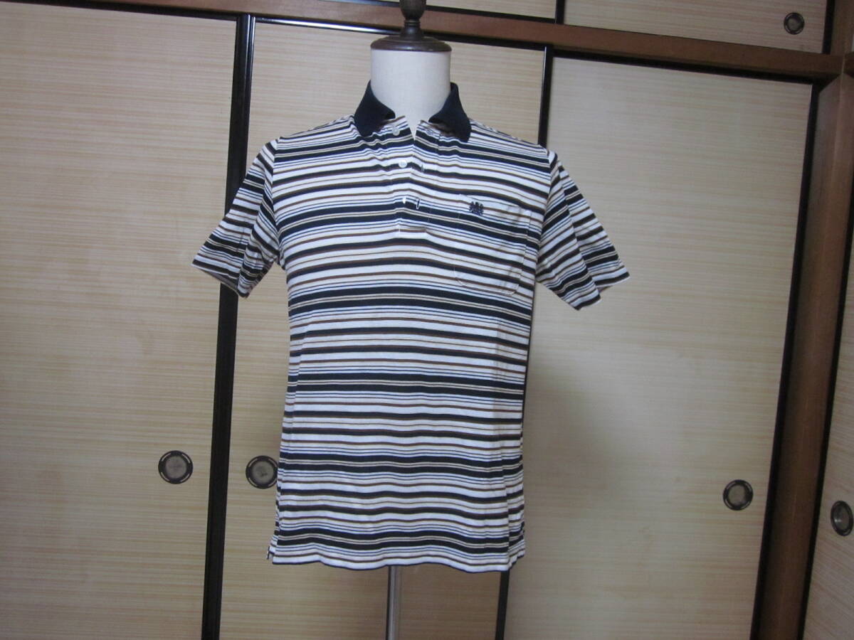 ☆☆☆【 11/17・大幅値下げ 】アクアスキュータム Aquascutum:ボーダーデザイン半袖ポロシャツ:正規品・レナウン扱:サイズL:送料無料拍卖