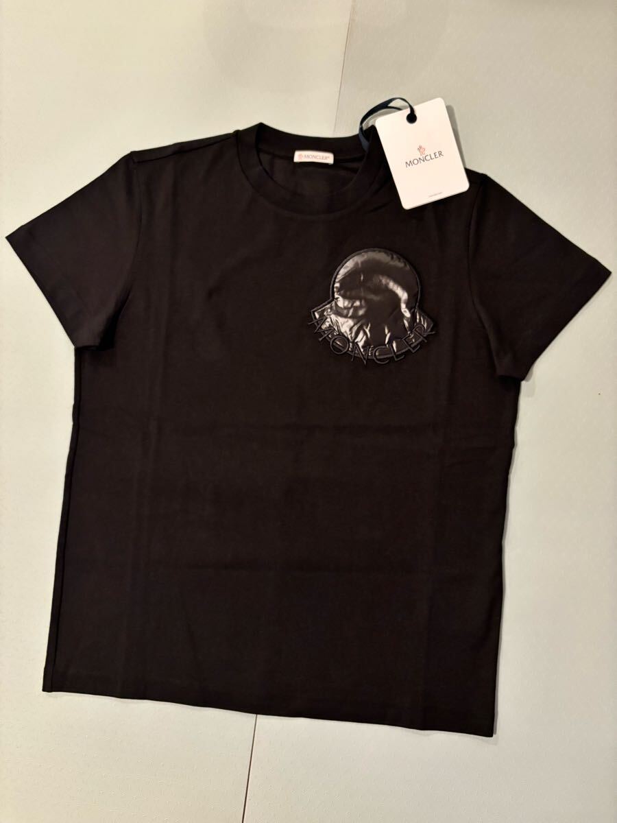 新品 モンクレール MONCLER 最高級 Tシャツ ロゴ 黒 マーク M モンクレールジャパンタグ付き正規品拍卖
