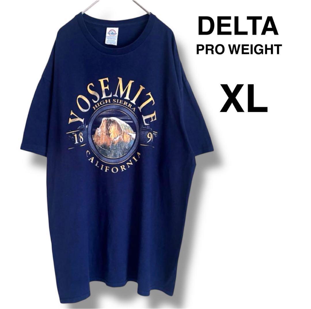 DELTA YOSEMITE Tシャツ 半袖 ネイビー 古着 アウトドア 紺 90s ビンテージ 美品拍卖