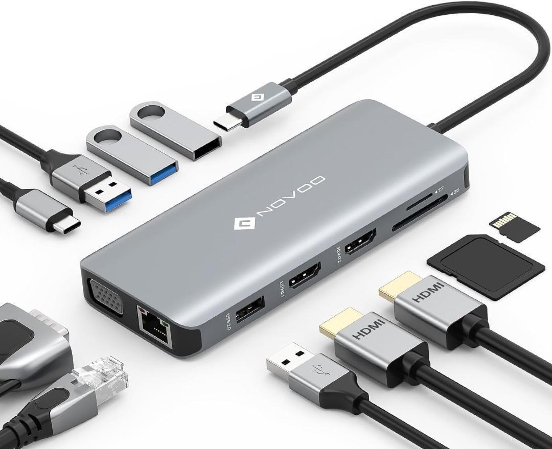 USB C ハブ 11-in-1 トリプルディスプレイ NOVOO拍卖