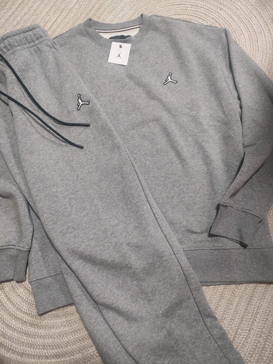 新品 未使用 NIKE JORDAN スウェット クルーネック セットアップ グレー L ワッペン ナイキ ジョーダン 上下 トレーナー パンツ メンズ 拍卖