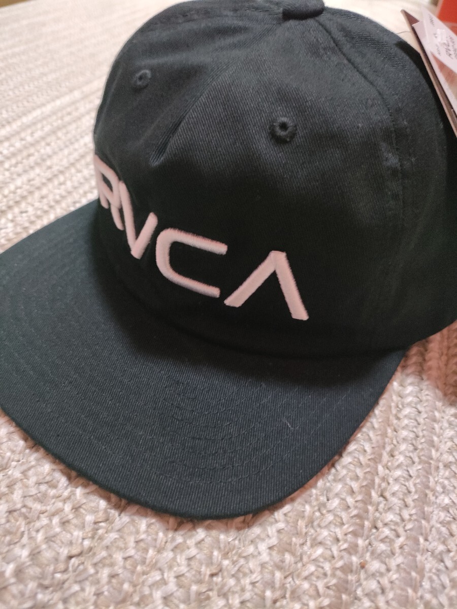 新品 未使用 RVCA ルーカ 刺繍 キャップ ブラック 黒 フリーサイズ メンズ拍卖