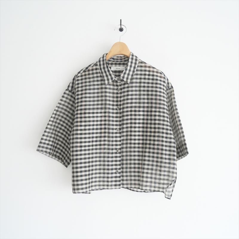 2024SS / ebure エブール / リネンシルクチェック オーガンジークロップドシャツ 38 / 3910700650 / 2410-0040拍卖