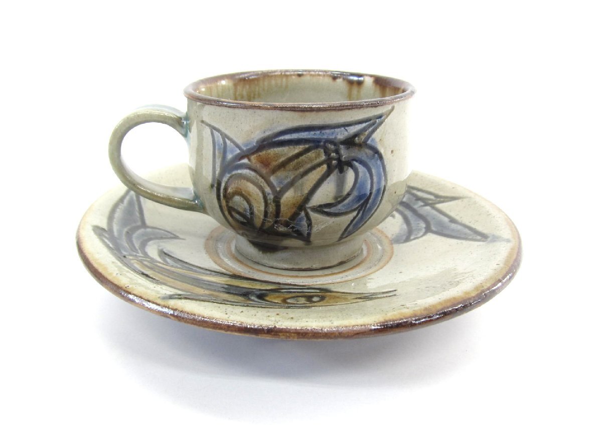 金城一門 壺屋焼 カップソーサーセット やちむん ∠UK1851拍卖