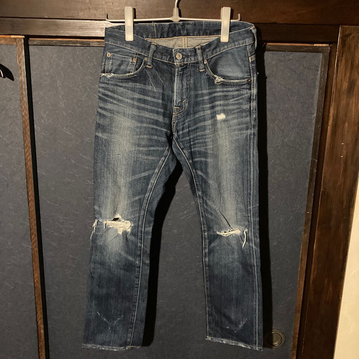 TMT 13aw 加工 クラッシュ デニムパンツ ジーンズ インディゴ サイズS拍卖