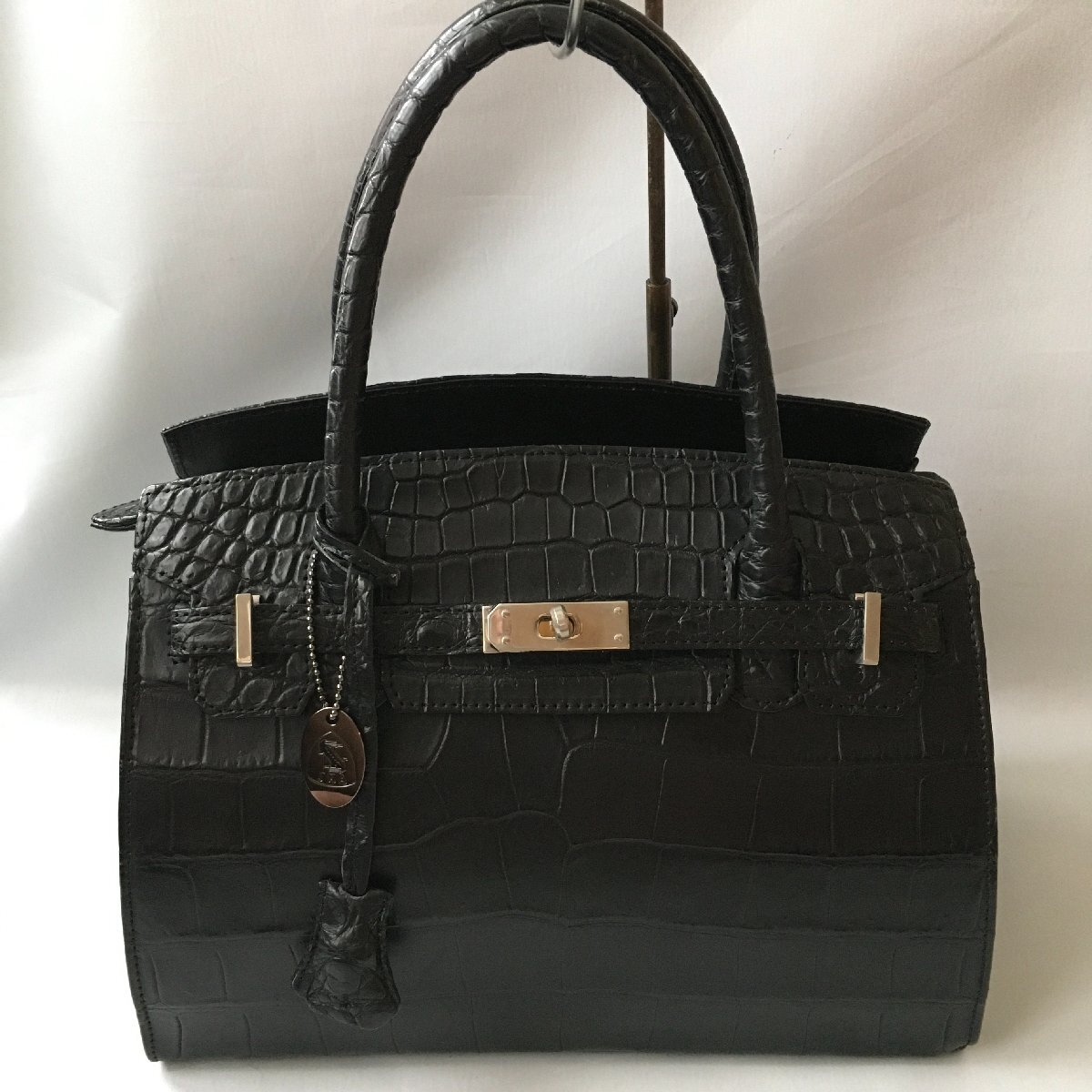 即決 極美品 JRA認定 センター取り クロコダイル レザー バッグ TM拍卖