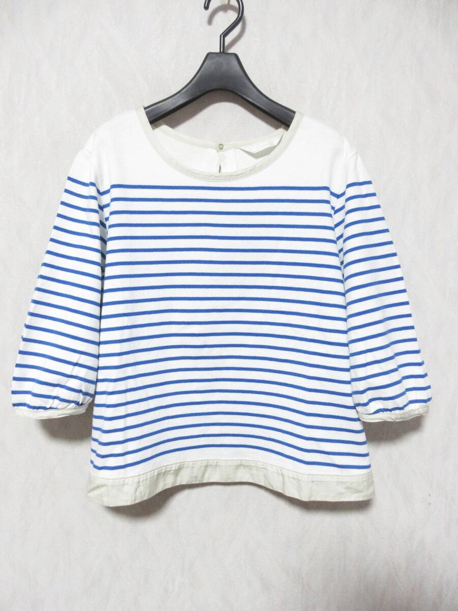 Lisette リゼッタ ボーダー パネルボーダー バスクシャツ ハーフスリーブ Tシャツ レディース 36 ホワイト ブルー yg7241拍卖