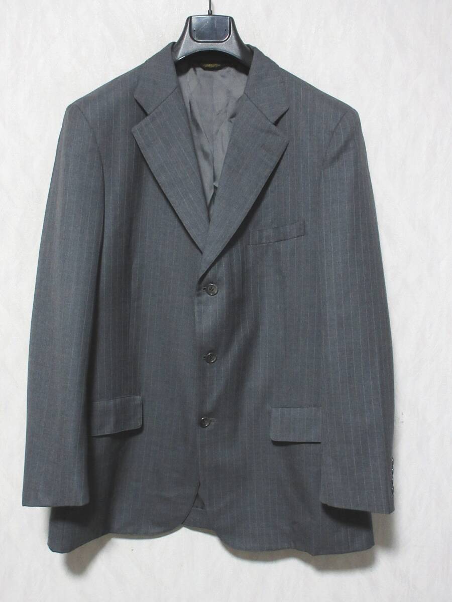 BLOOKS BROTHERS ブルックスブラザーズ ストライプ ウール100% 背抜き 3B センターベント ジャケット ブレザー メンズ MS グレー kn2489拍卖
