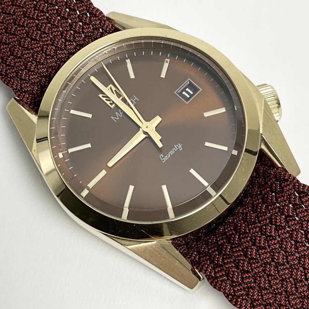 MARCH LA.B マーチエルエービー 腕時計 SEVENTY8P8 レディース メンズ ワインレッド ゴールド アナログ カレンダー ナイロンベルト 36mm拍卖