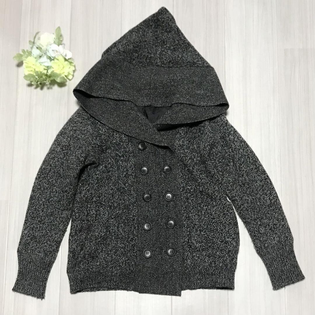 NEW'S SQUARE レディース フード付き ニット カーディガン サイズM 毛100% b0294拍卖