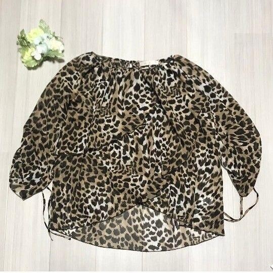 LEVIA-LAVIA レディース 長袖 豹柄ブラウス サイズ38(M相当) b0275拍卖