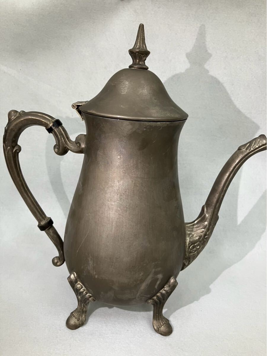 A【3E95】真鍮ポット 銀メッキ ポット シルバー SHERIDAN TAUNTON SILVERPLATED BRASS HONG KONG アンティーク ヴィンテージ 庭 約985g拍卖