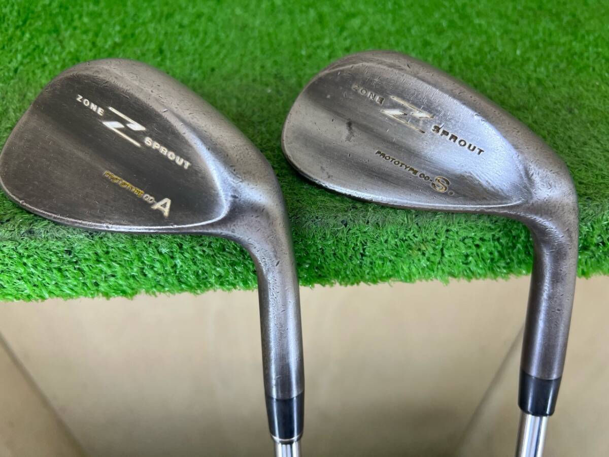 【希少/地クラブ2本セット】ZONE SPROUT PROTOTYPE 00A/00S アプローチ/サンドウェッジ スチールシャフト ゾーンスプラウト拍卖