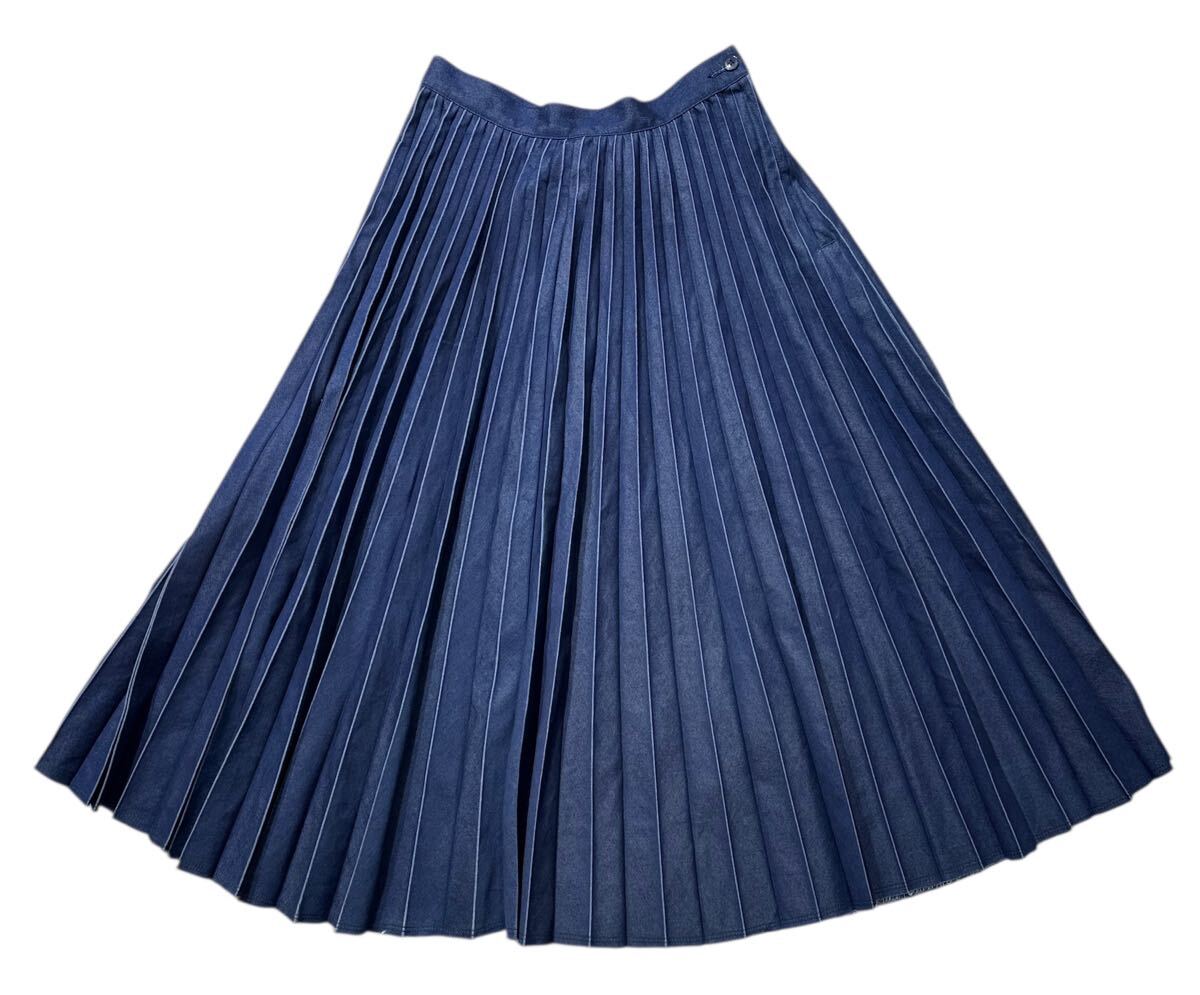 送料無料 ○ Ne-net ネネット ○ ロング丈 デニム プリーツ スカート インディゴブルー 2拍卖