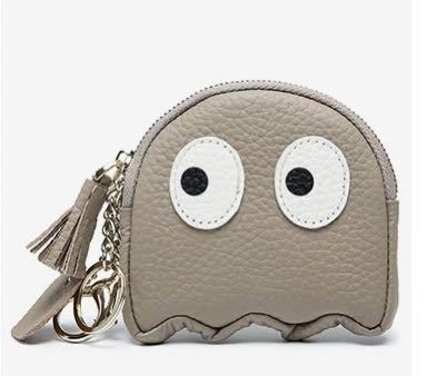 再入荷♪ 本革仕様キョロちゃん小銭入れ/コインケースポーチ ミニ財布 グレージュ拍卖