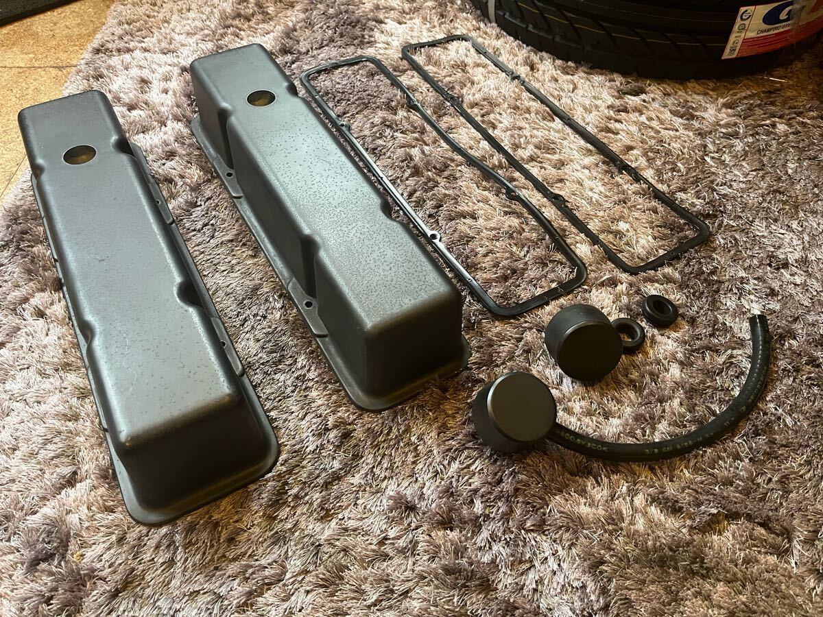 55~86シボレー SBC アルミバルブカバー サイドボルトプレーンショートタイプ シボレーインパラ ベルエアカプリス エルカミーノ拍卖