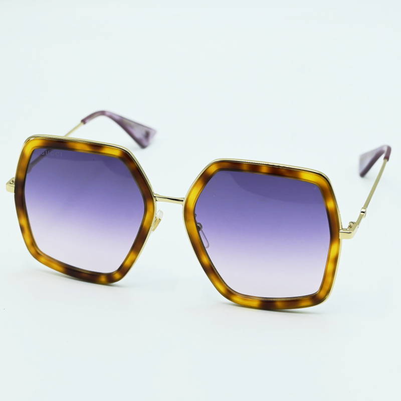 S06-k140 GUCCI グッチ サイドGG/ハチ グラデーションレンズ サングラス べっ甲柄ブラウン/ゴールド/パープル GG0106S拍卖